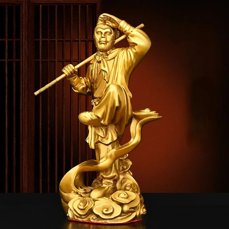 MOYU Pure Copper TV Character Sun Wukong Qi Tian Da Sheng Ornaments Attract Wealth Monkey King Fighting Buddha Crafts