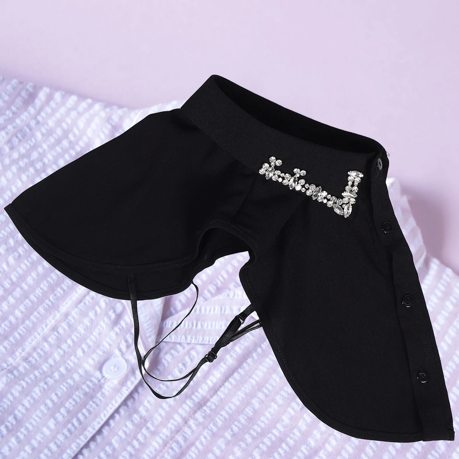 

2 Pcs Fashion Fake Collar Elegant Bling Dickey Shirt False for Blouse Women Jeweled