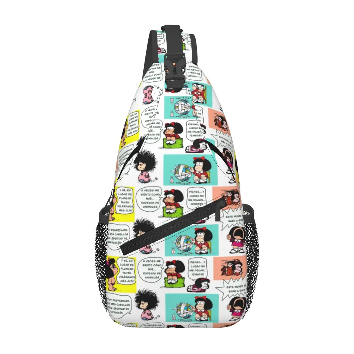 

Custom Manga Quino Mafalda Shoulder Crossbody Chest Backpack Shoulder Chest Bags Sling Bag Kawaii Cartoon Shoulder Backpack