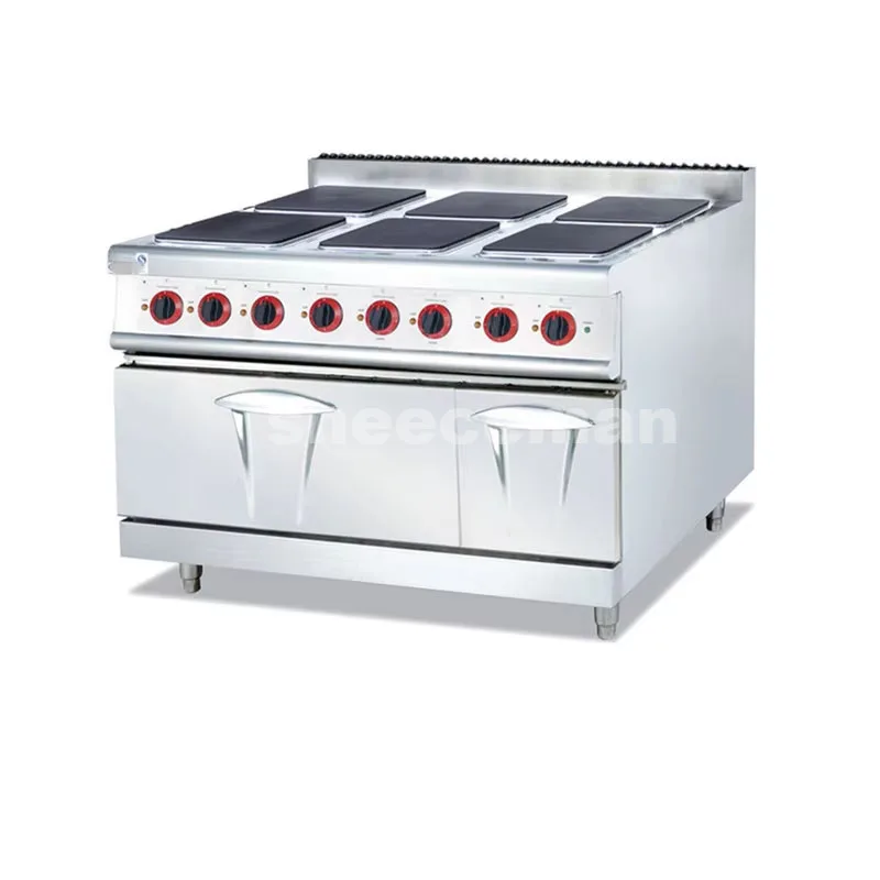 

Multi-Function 4 Head Commercial Wok Burner Oven Combo Vertical Electric Cooktop with Square Plate