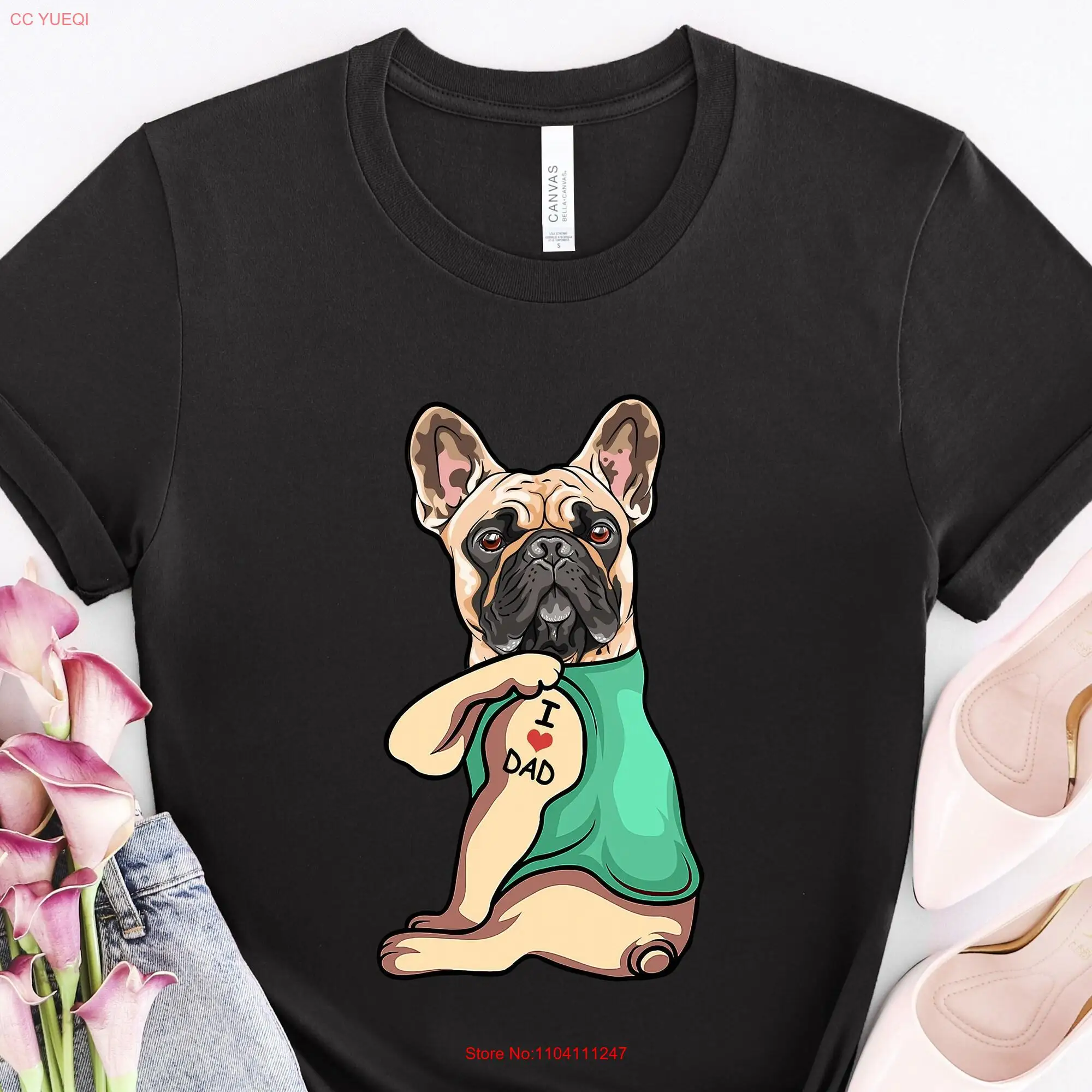 French Bulldog T Shirt I Love Dad Frenchie Mum Cute DG006FREM01 long or short sleeves