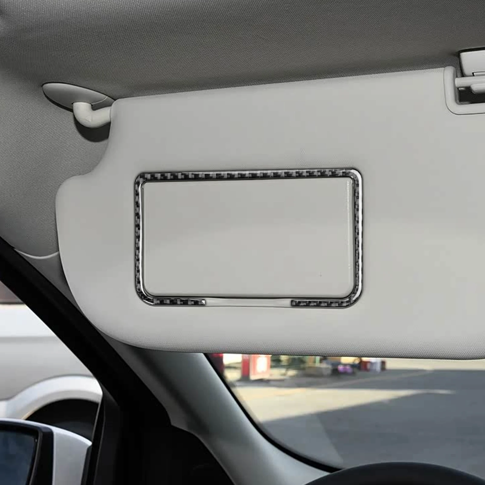 For Ford Kuga C520 2017 2018 2019 2020 Carbon Fiber Sunshade Makeup Mirror Panel Frame Decor Car Interior Accessories Stickers