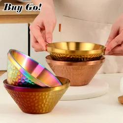 1/2PCS Creative Stainless Steel Salad Ramen Noodles Bowl Korean Tableware Soup Fruit Golden Bowls Double Layer Kitchen Utensils