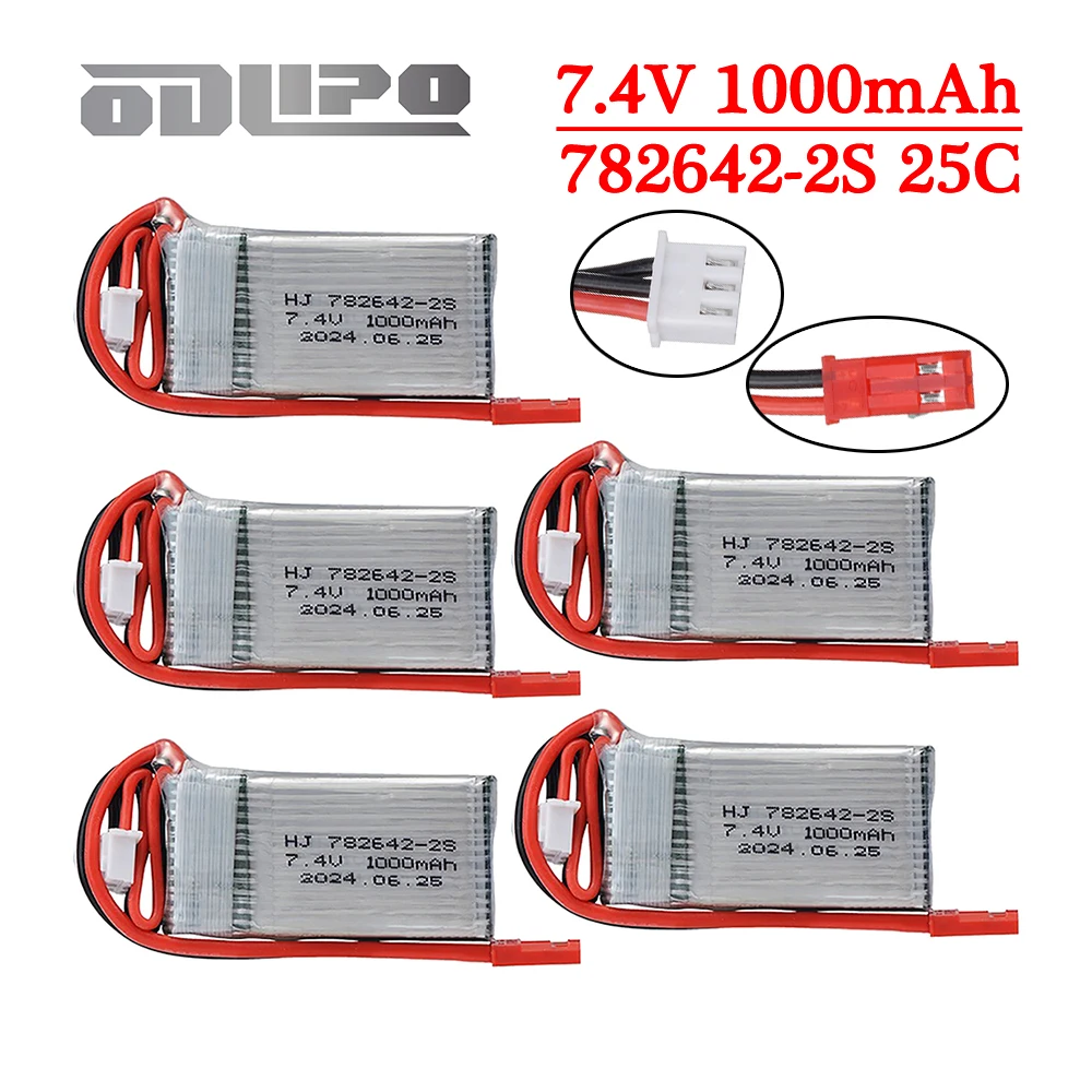 7.4v 1000mah Lipo Battery For Mjxrc X600 Upgrade 2s 1000mah 25c Lipo Battery For Remote Control Toys Parts 7.4V Battery With JST