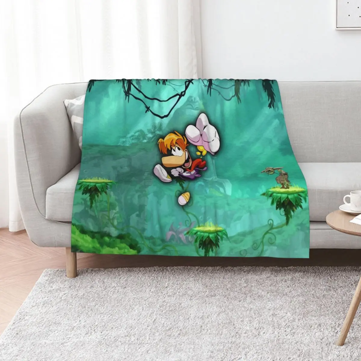 

Rayman Jumping Background Throw Blanket Luxury Brand Plaid on the sofa Flannels Luxury Designer Blankets