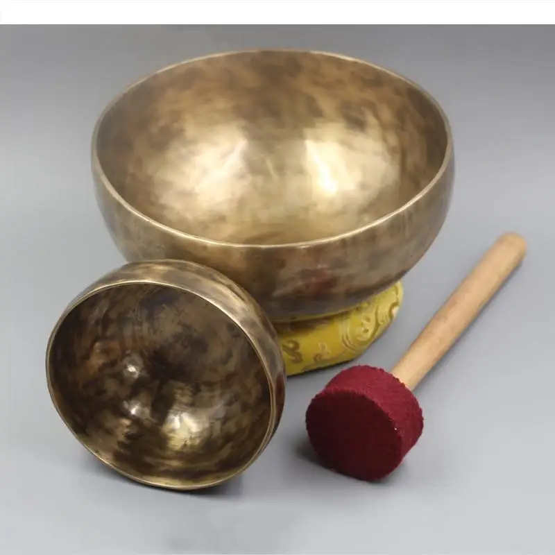 

Nepal Handmade Brass Bowl Ritual 4 Music Therapy Copper Chime Tibetan Singing Bowl(Including Sticks and Mats)