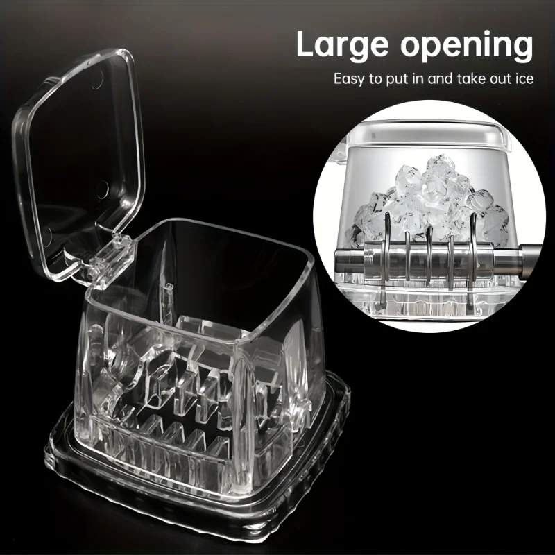 Portable Manual Ice Crusher - Efficient Clear Black Ice Shaver for Cocktails, Smoothies, Drinks, Compact & Easy to Use, Perfect