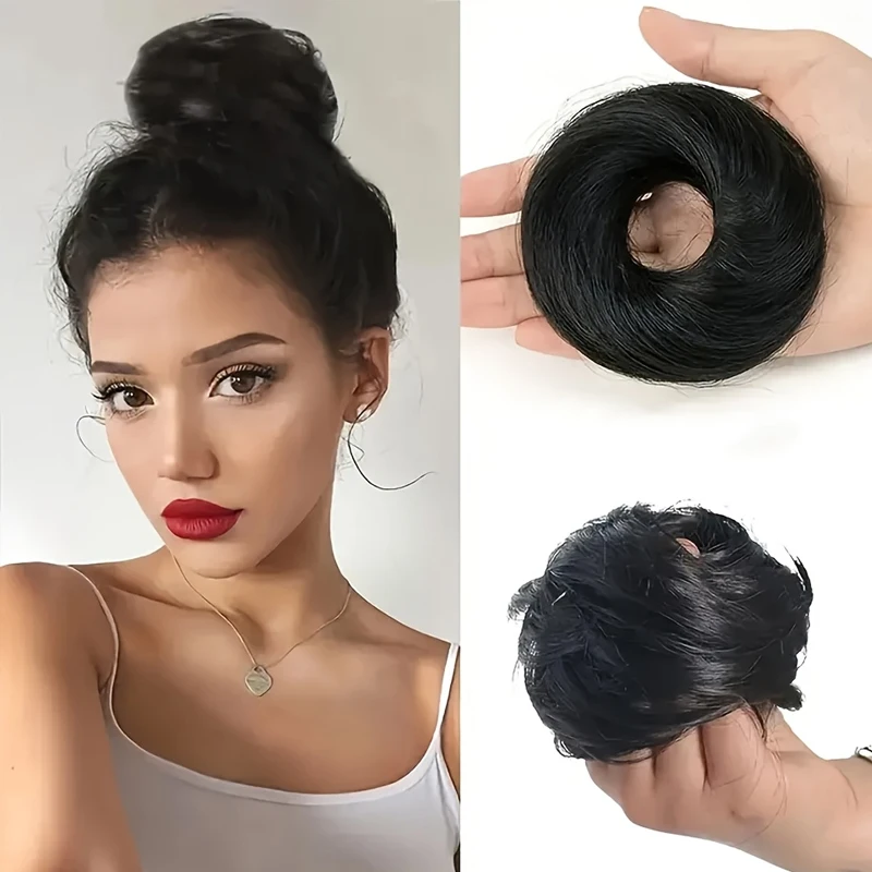 2-Piece Cotton Messy Bun Hair Accessories Set with Elastic Bands Donut Headbands for Quick Hair Styling Synthetic Wig Accessory