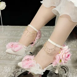 women's sandals summer 2025 luxury women's shoes heel for party lolita shoes brides shoes for wedding pointed toe shoes y2k heel