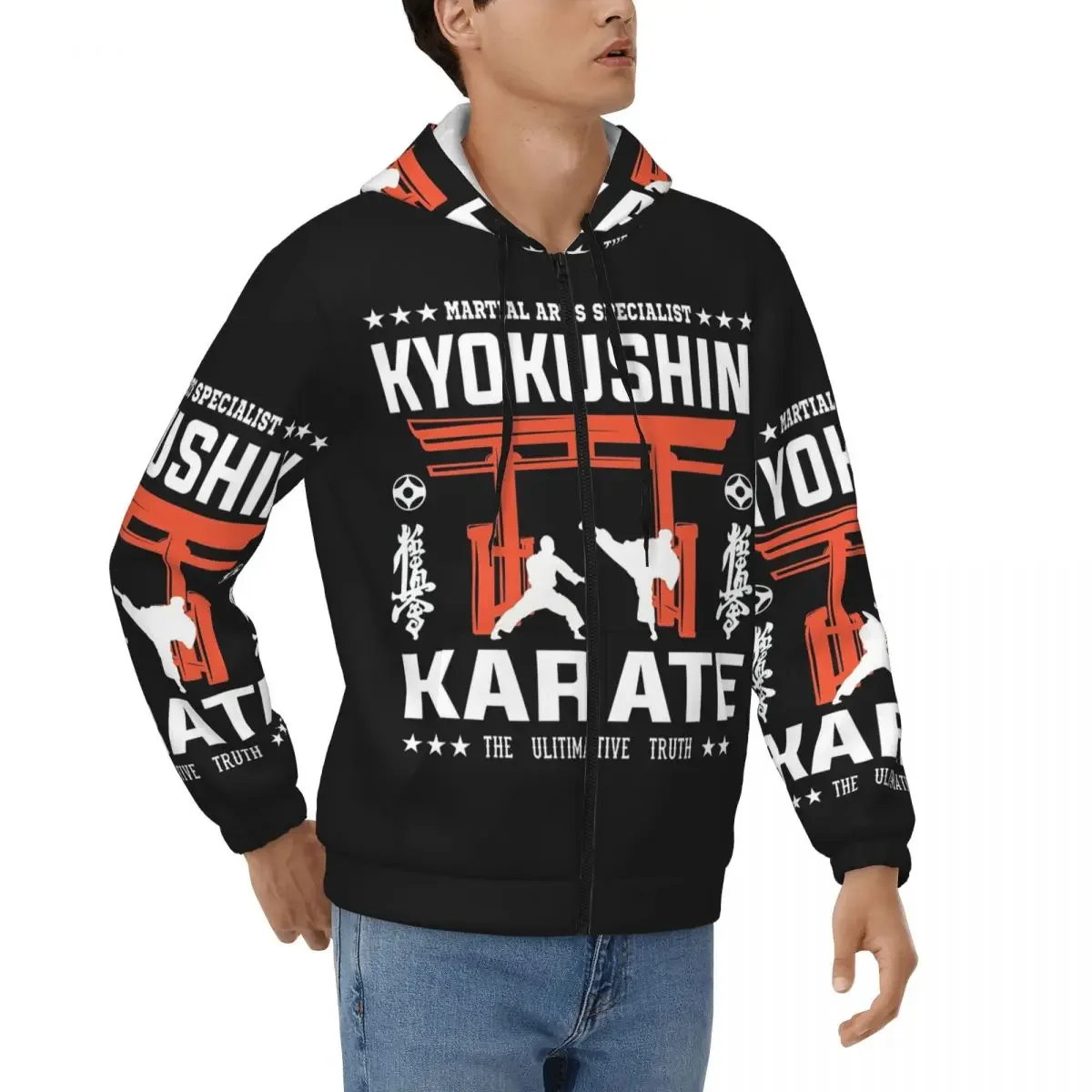 

Киокушин Каратэ Кандзи Тайжуцу Толстовка на молнии Harajuku Пуловер Осень Зима Мужчины Женщины Толстовки Топы с длинными рукавами