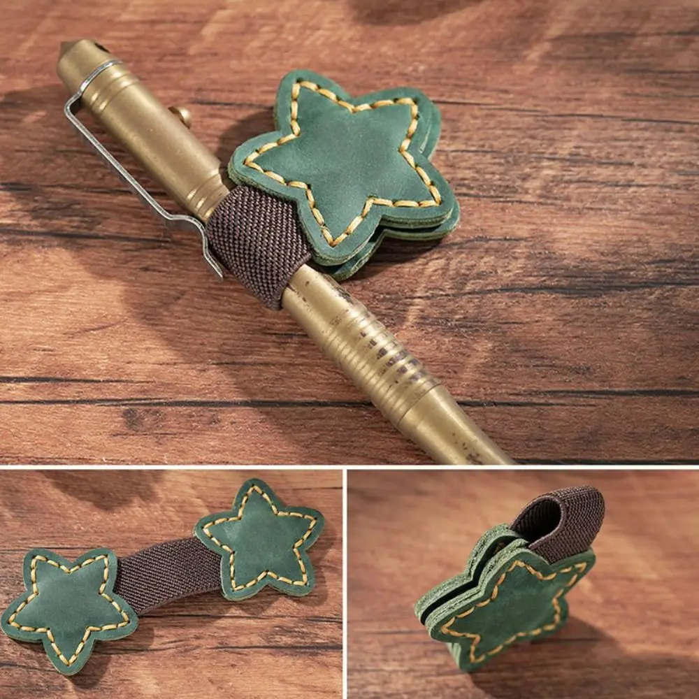 Stationery Genuine Leather Star Magnet Bookmark Vintage Double-Sided Book Pages Divider DIY Bookmark Clip Sew