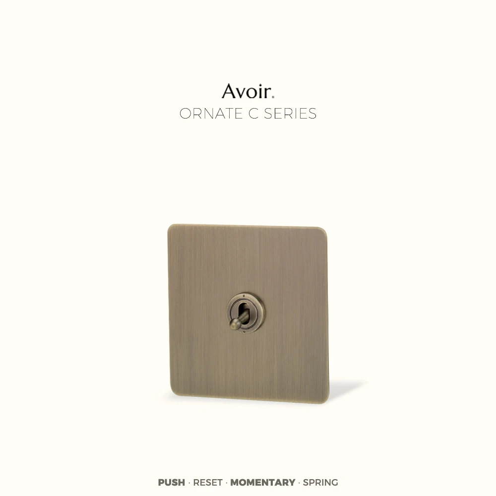 

Avoir Brass Lever Spring Switch Bronze Push Button Momentary For Living Room Electrical Sockets Plug Europe House Accessories