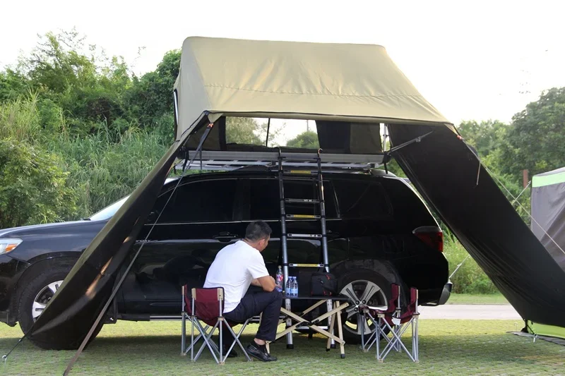 JWG-002A  New design SUV high quality insulated roof top tent easy set up soft shell roof top tent with side awning