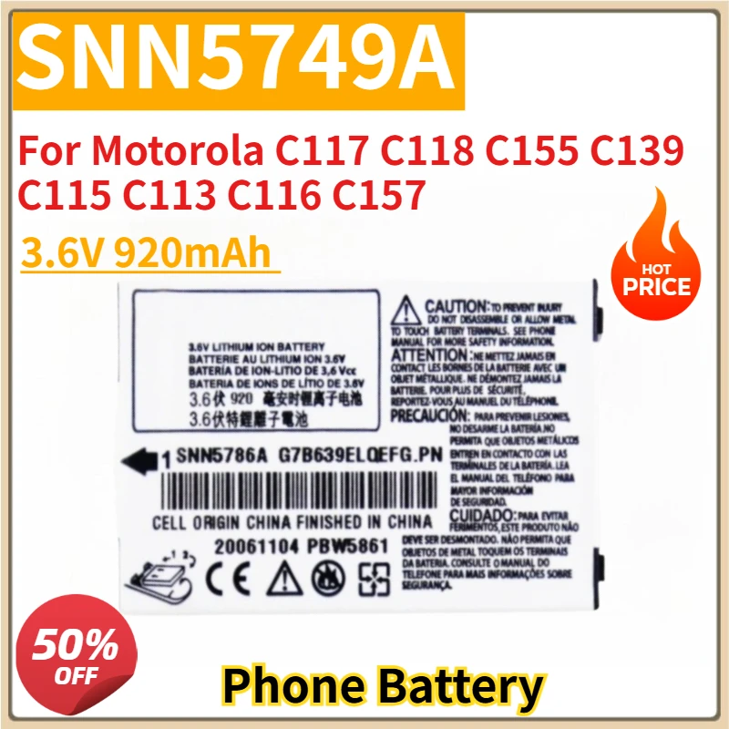 

New Mobile Phone Battery 3.6V 920mAh SNN5749A For Motorola C117 C118 C155 C139 C115 C113 C116 C157