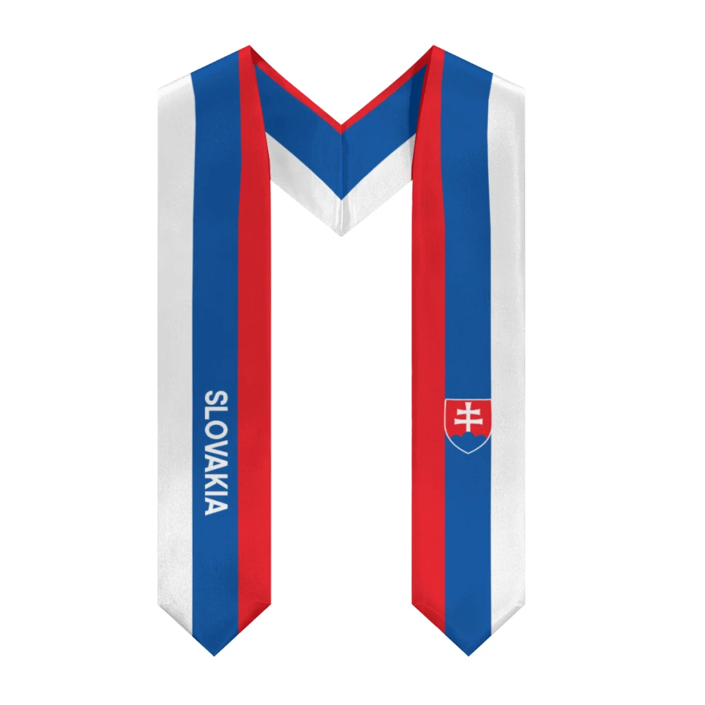 More design Graduation shawl Slovakia Flag & United States Flag Stole Sash Honor Study Aboard International Students