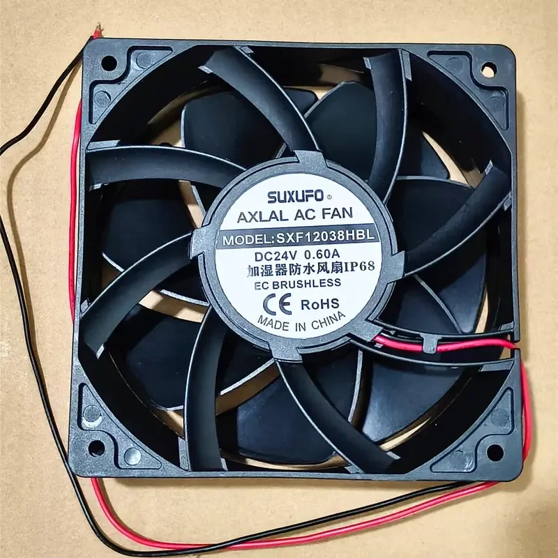 for SuxuFo SXF12038HBL DC 24V 0.60A 12cm Humidifier Waterproof Fan IP68