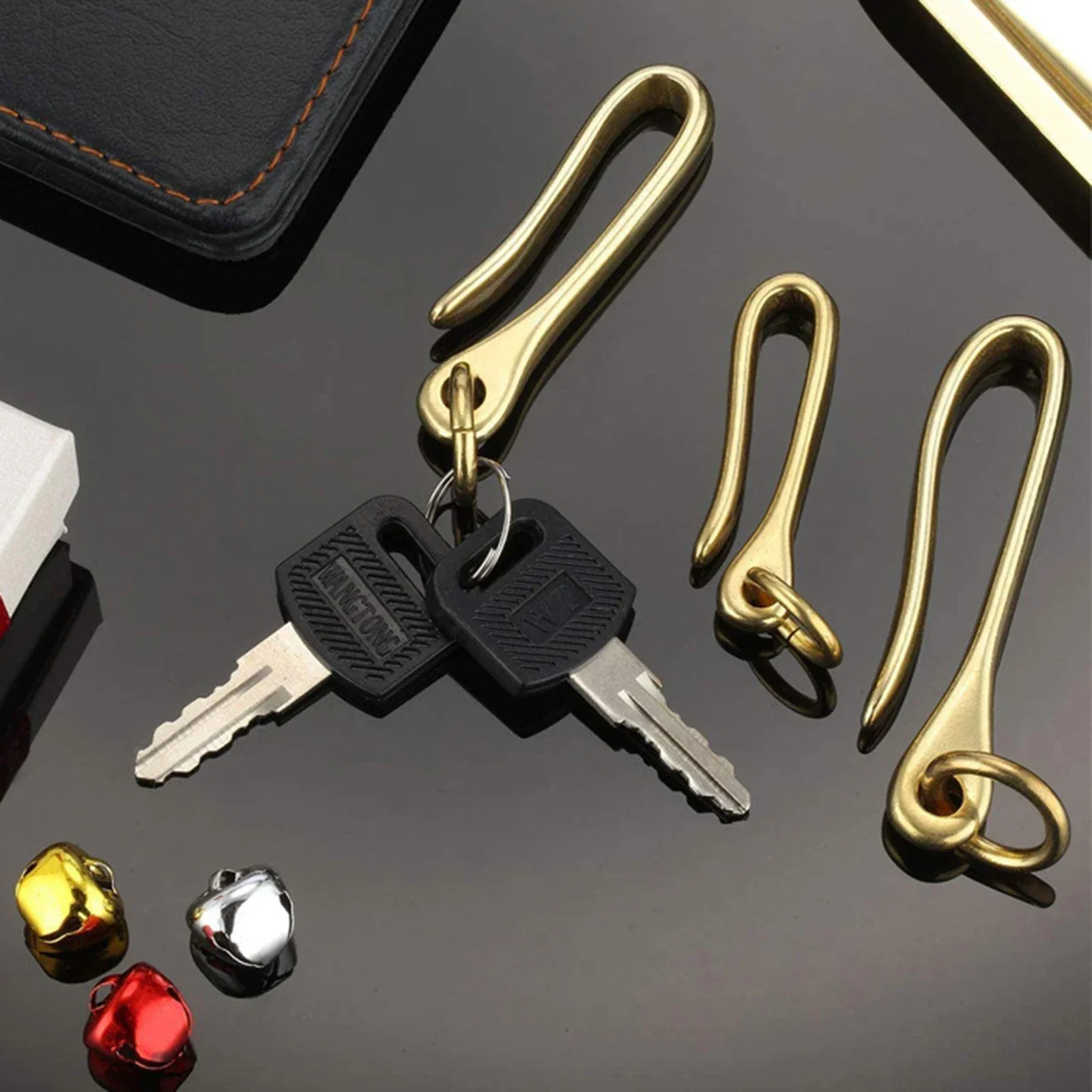 3pcs Brass U Hook 48/60/71mm Belt Buckle Wallet Clip Key-chain 48/60/71mm Keys Holder Ring DIY Purse Handbag Craft Sewing Supply