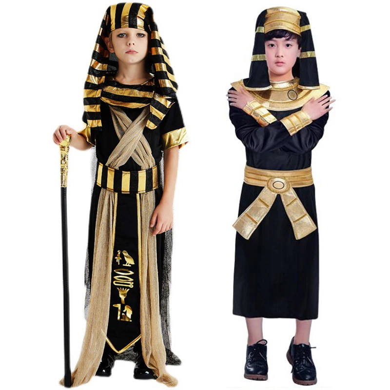 High pyramid Costumes Boy Girl Ancient Egypt Egyptian Pharaoh Cleopatra Prince Princess Costume for Children Kids Cosplay