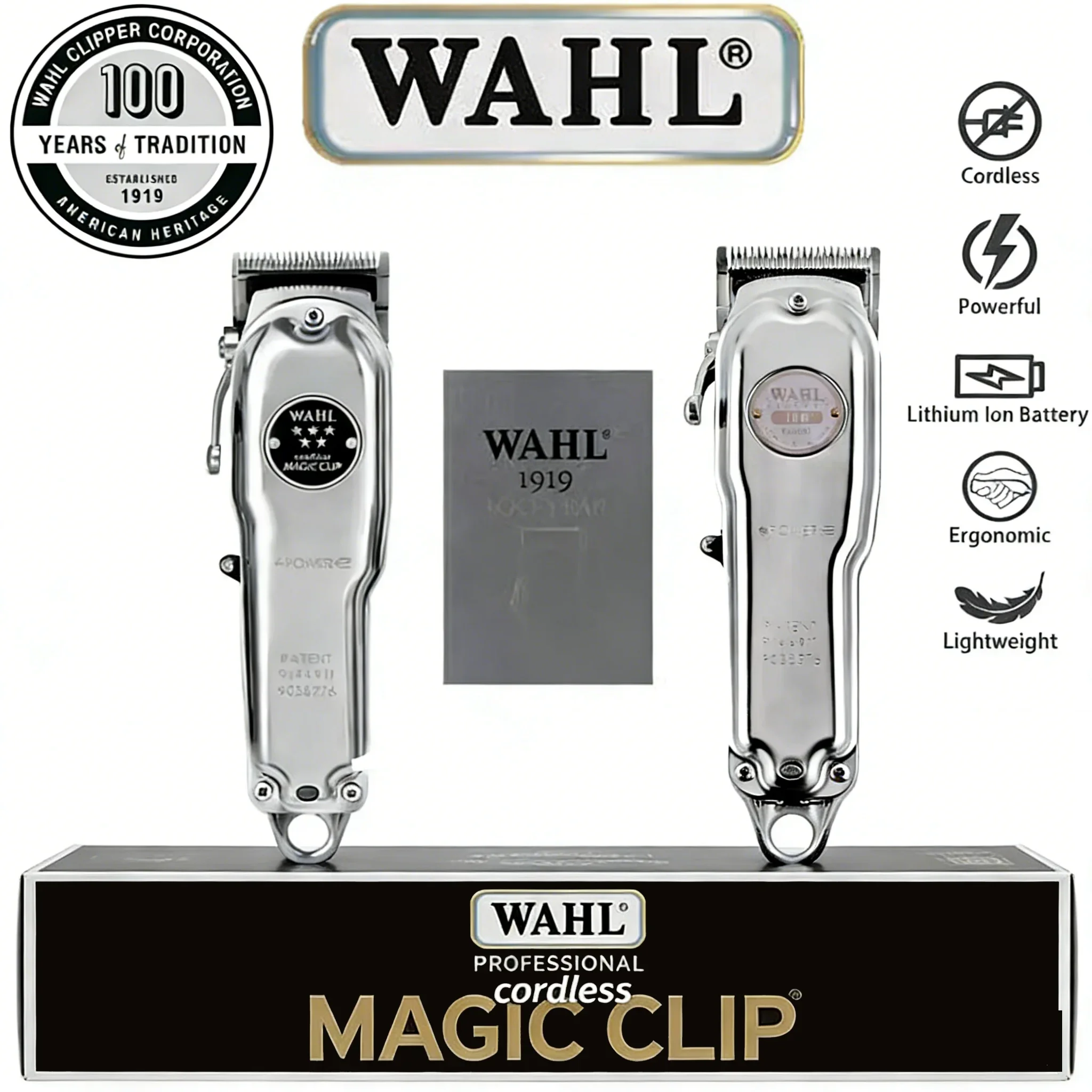 Wahl 8148 Magic Clip Stylecraft Máquina de Cortar Cabelo Profissional Sem Fio e Aparador de Cabelo e Barbeador Vanish para Barbeiros e Estilistas