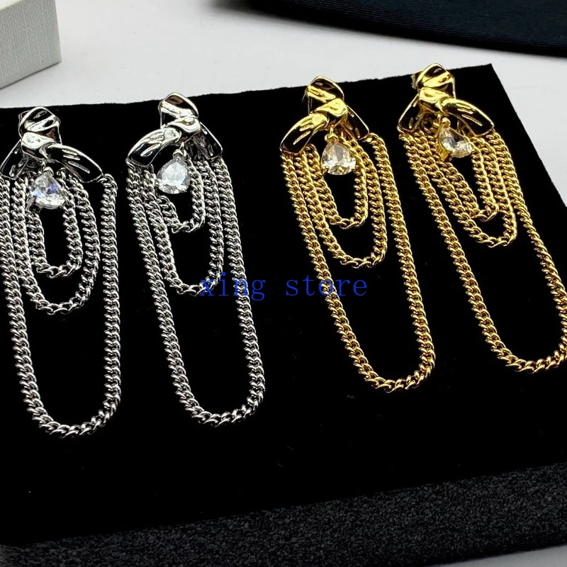 

2024 Fashionable New Retro Style Cut Crystal Set Tassel Women's Earrings