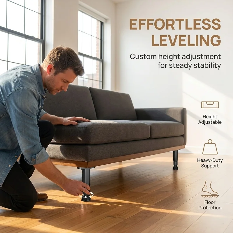 4 Only Adjustable bed frame support Thickened material Anti-noise reinforcement and load-bearing Bed frame with under-bed slats