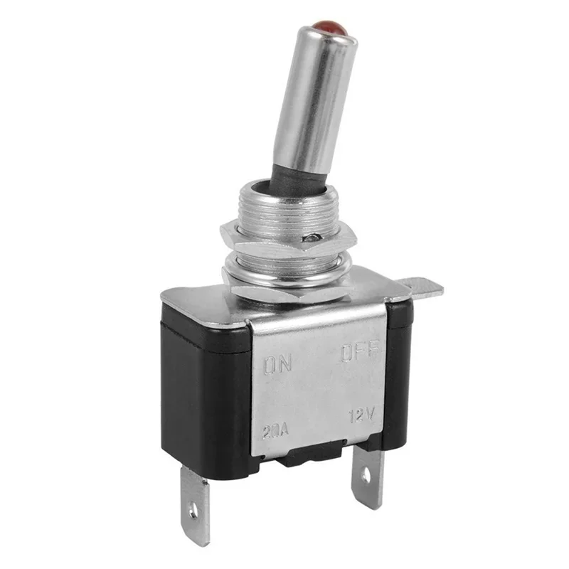 New-5pcs 12V SPST LED Illuminated 20A 3 Pin ON / OFF Rocker Toggle Switch Red Auto Cover For TE459
