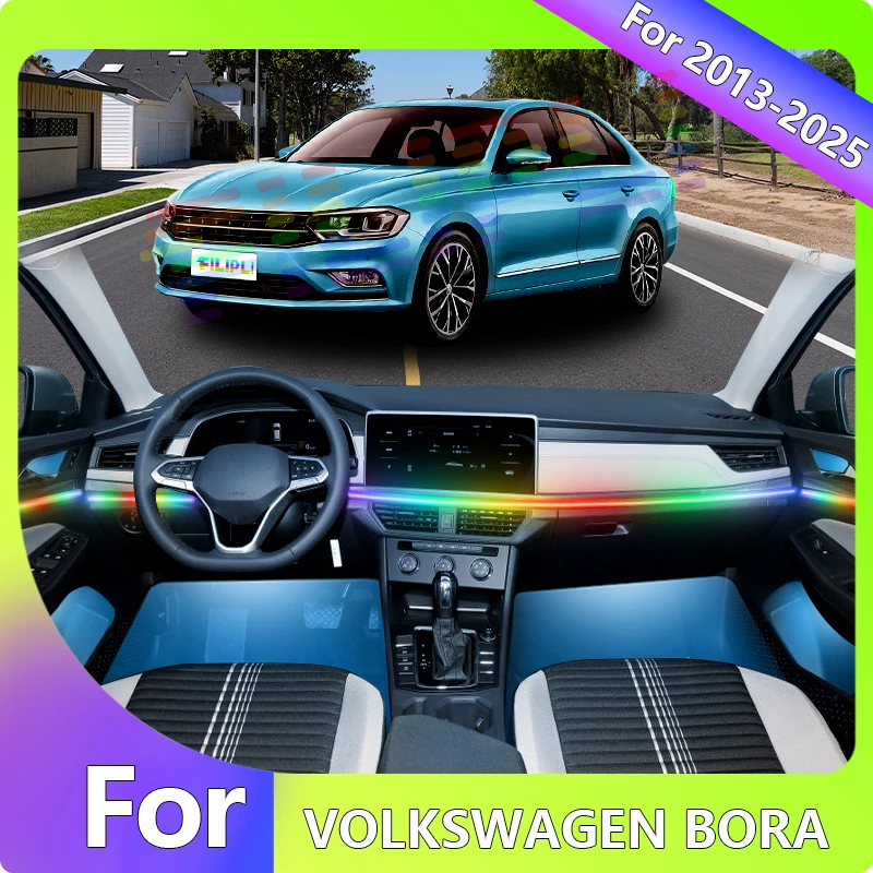 

FILIPLI For 2022 For The Volkswagen Bora Ambient Light Car Gadget Decorations Accessories 64 Color Car Decoration Led App Remote