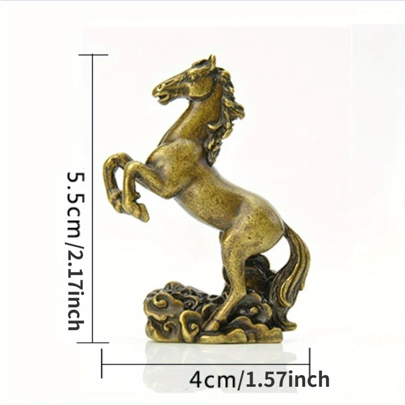 Copper Running Horse Sculpture Ornaments Retro Brass Animal Feng Shui Small Statue Office Desk Home Decorations Figurines