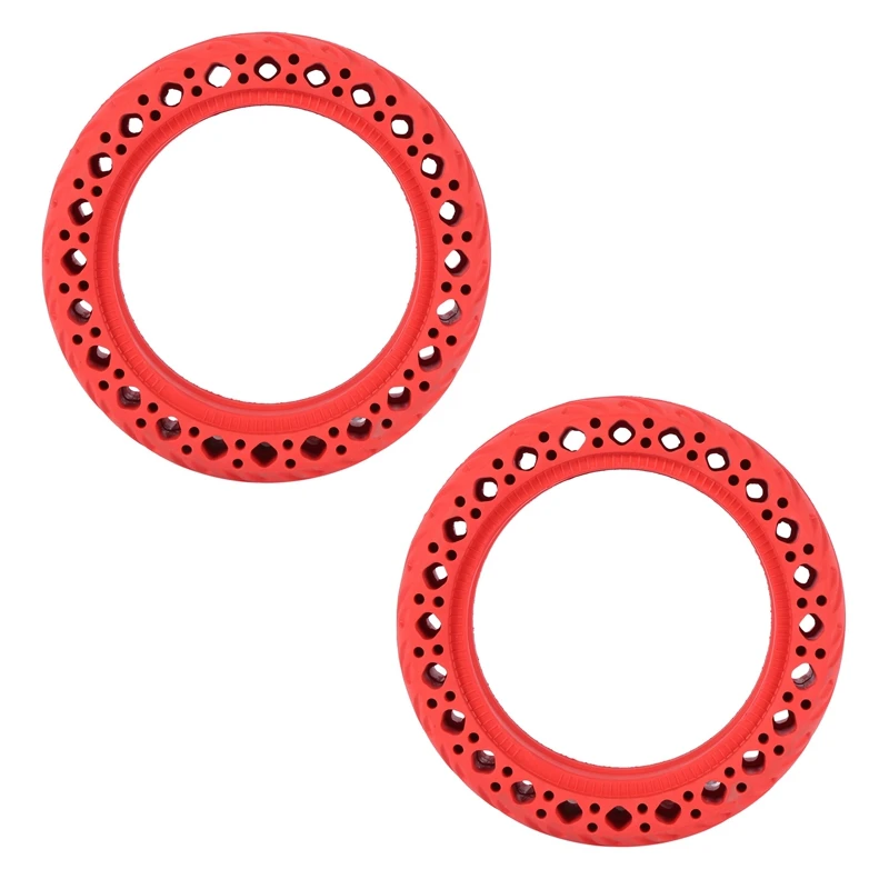 

2X 8.5 Inch Electric Scooter Honeycomb Shock Absorber Damping Tyre Durable Rubber Solid Tire For Xiaomi Mijia M365(Red)