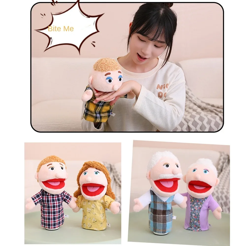 Plush Hand Puppet Interaction PP Cotton Open Mouth Family Role Play Toys 28-33cm Finger Puppet Playing with Children