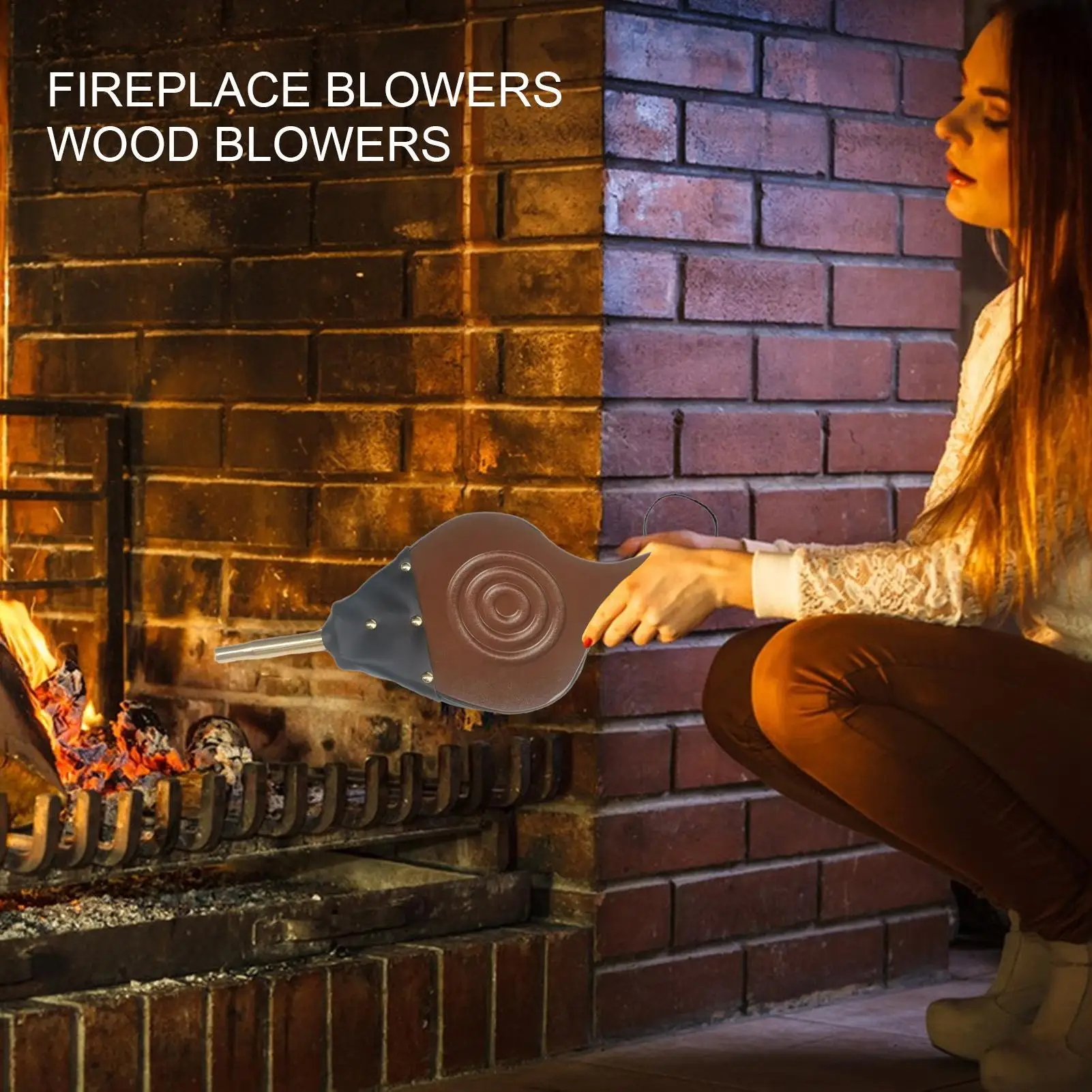 

Fireplace Bellows Portable Grilling Air Fan Manual Wood Stove Blower For Outdoor Household Wood Stove Grilling Camping Picnic