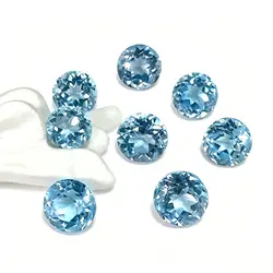 Factory Wholesale 100% Real Natural Round Brilliant Cut Sky Blue Topaz Gemstone Loose Gems Diy Material for Jewelry