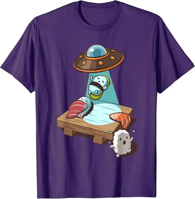 Sushi UFO Alien Abduction T-Shirt Y2k Japanischer Feinschmecker Ästhetische Kleidung Humor Einzigartiges Neuheitsgeschenk Niedliche Cartoon-T-Shirts – Detail 16