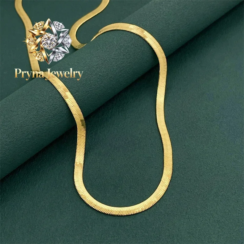Pryna Jewelry  Men's & Women's 24K Gold AU999 Flat Snake Necklace - Pure gold, auspicious snake, perfect couple set, thoughtful