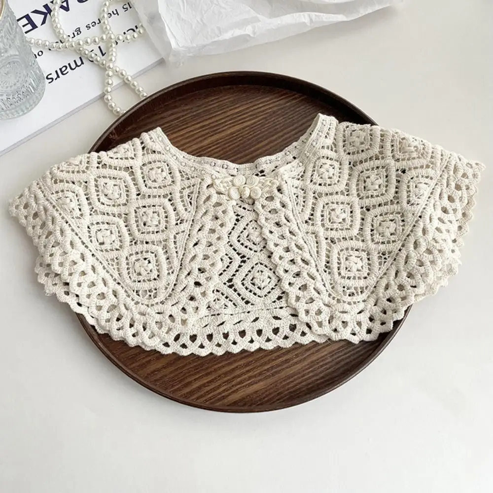 Vintage Lace Decor Lace Fake Collar Hollow Out Shawl Wrap Ladies Top Collars Detachable Lapel Women
