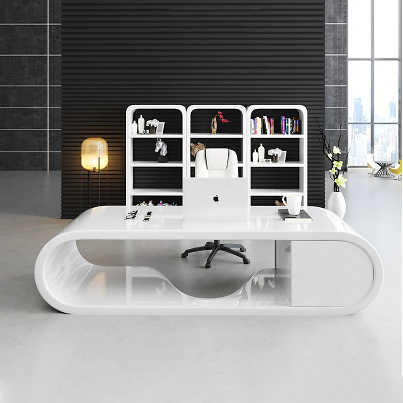 Customize High End Modern Office Computer Table Luxury Design Manager Office Desk 49 Inch Curved Executive Table