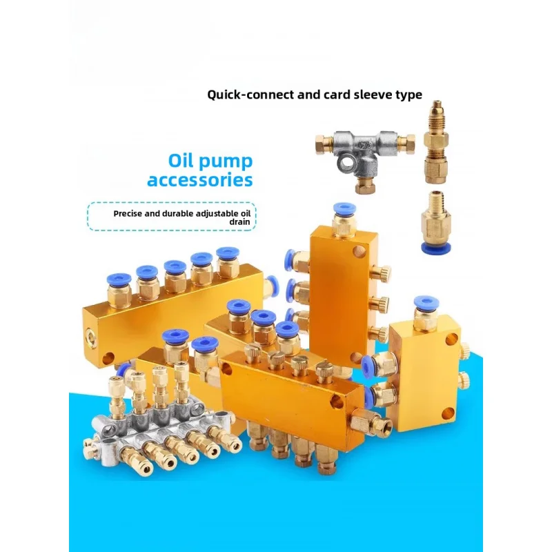

For the lubrication system of the engraving machine, 1 in 5 out adjustable oil distributor, oil valve and oil circuit