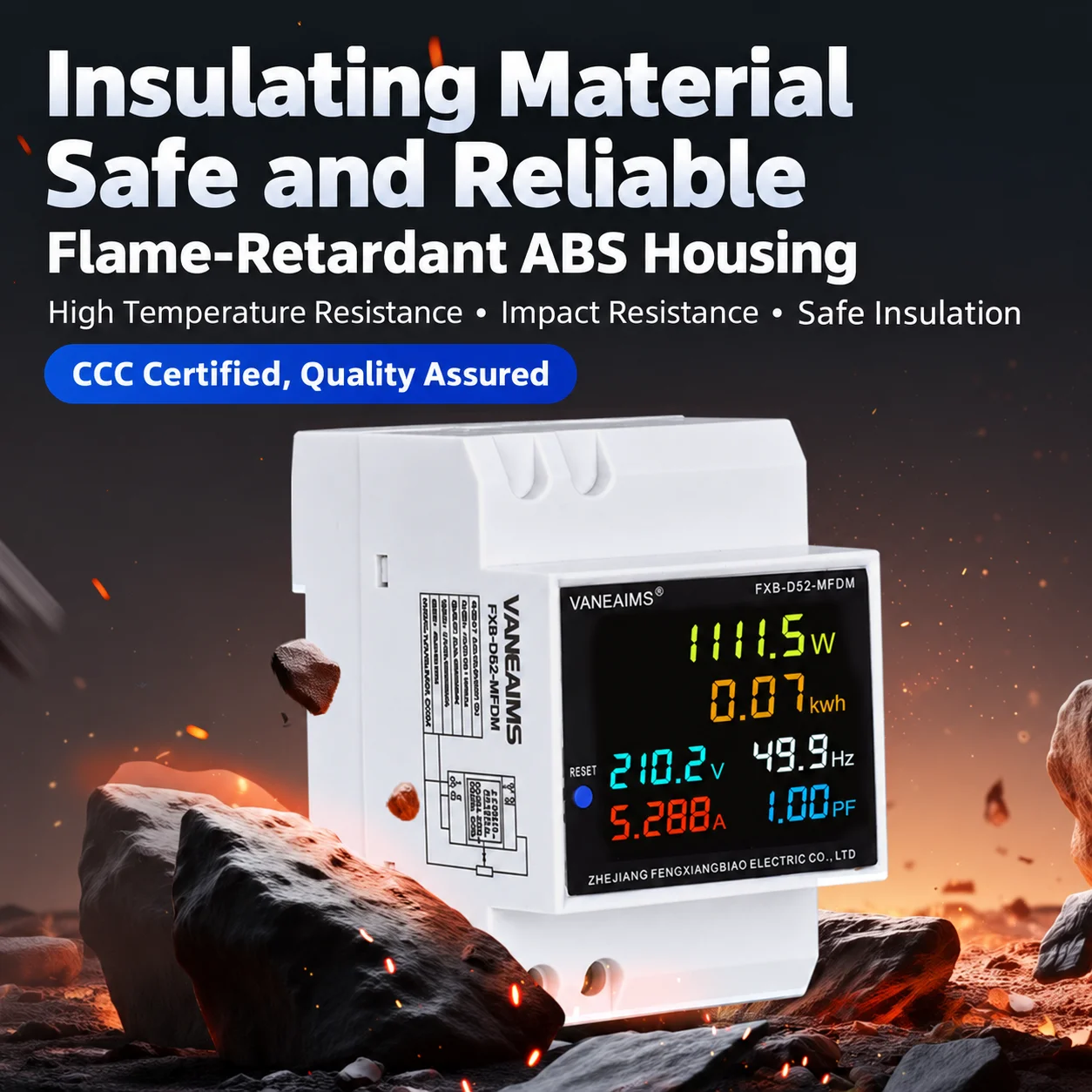 6IN1 Din Rail AC Monitor 110V 220V 100A Voltage Current Power Factor Active KWH Electric Energy Frequency Meter VOLT AMP