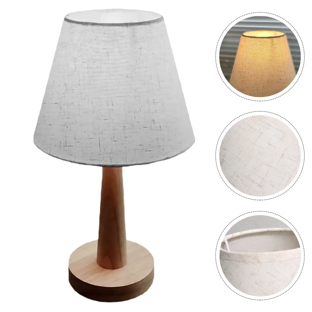 

1Pcs Solid Wood LED Bedside Light Khaki Linen Lampshade Modern Table Lamp Night Light Reading Lamp for Bedroom Study