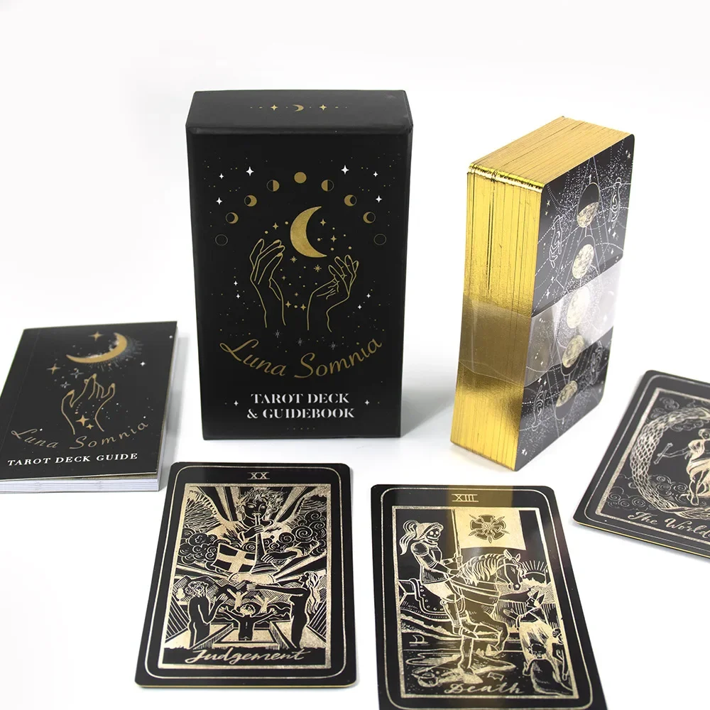 Luna somnia Tarot 78 pcs cards 1:1 Size Gilded Edge Guide book Tarot Board games