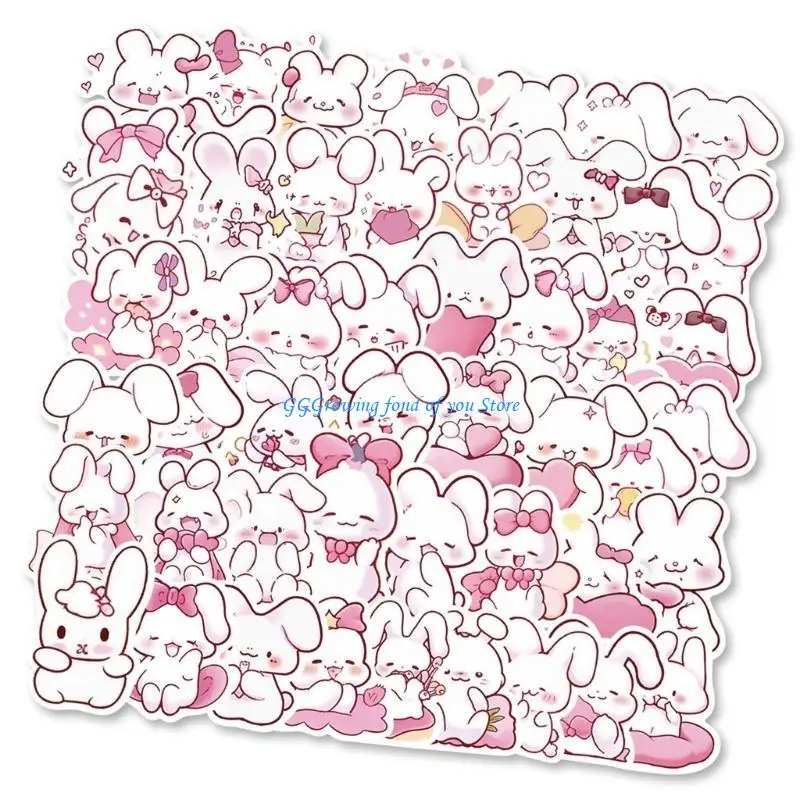 

H9EB 50Pcs Rabbits Sticker Aesthetic Sticker Kid Sticker for Scrapbook Water Bottle