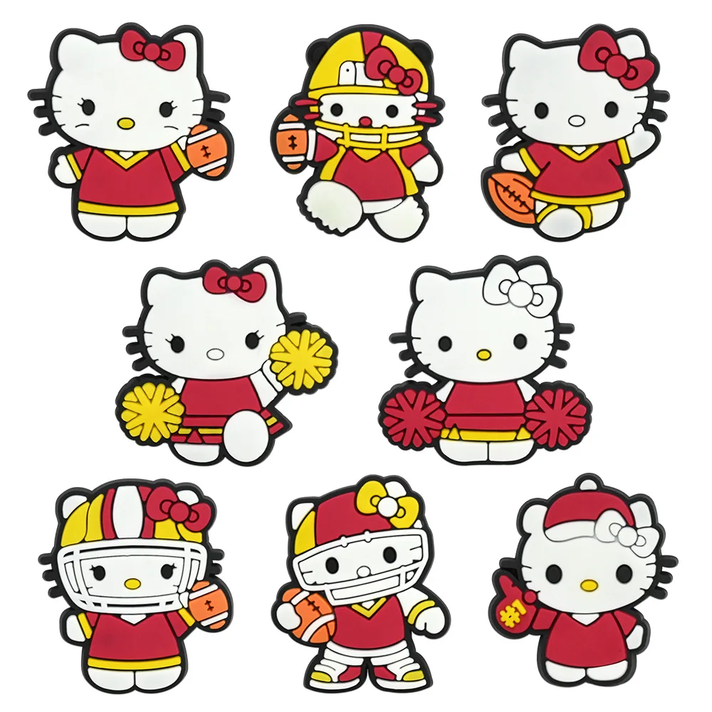 5/8PCS New Cartoon baseball hello Kitty Shoe Charm Wholesale PVC clog Wristband Decor Buckle Sandal Detachable Waterproof Gift