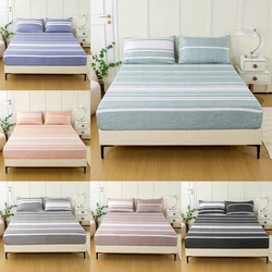 3-Piece Striped Fitted Sheet Set โ Luxuriously Soft & Breathable โ Includes 1 Fitted Sheet and 2 Pillowcases for Cozy Sleep โ Pe