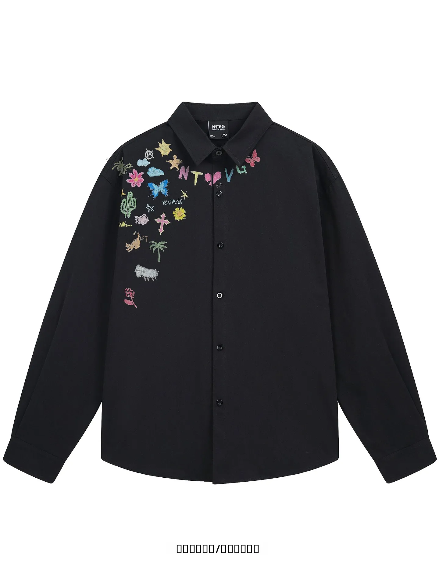 

Loose Long Sve fiti Print ex irt Harajuku Sle Versatile Casual Cotton irt for Men And Women