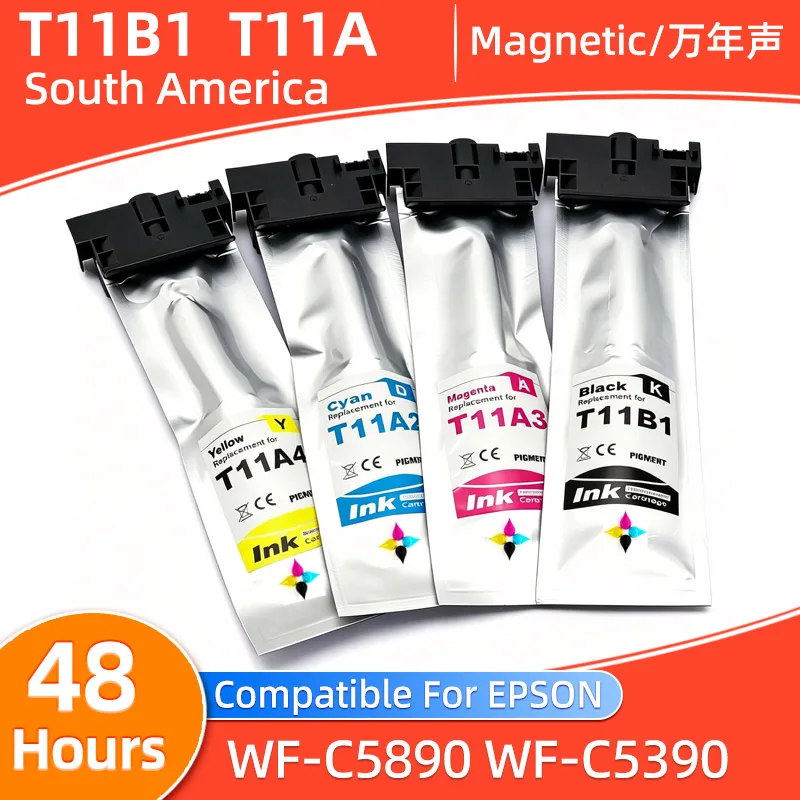 South America T11B1 T11A2 T11A3 T11A4 Pigment Ink Cartridge With Chip For Epson WorkForce WF-C5890 WF-C5390 Printerink Cartridge