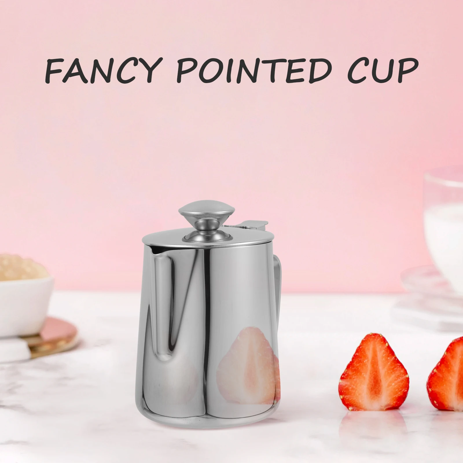 

Stainless Mug 350ml Capacity Easy Pour Mouth Practical Handle Milk Pitcher Latte Tea Kettle Storage Cup
