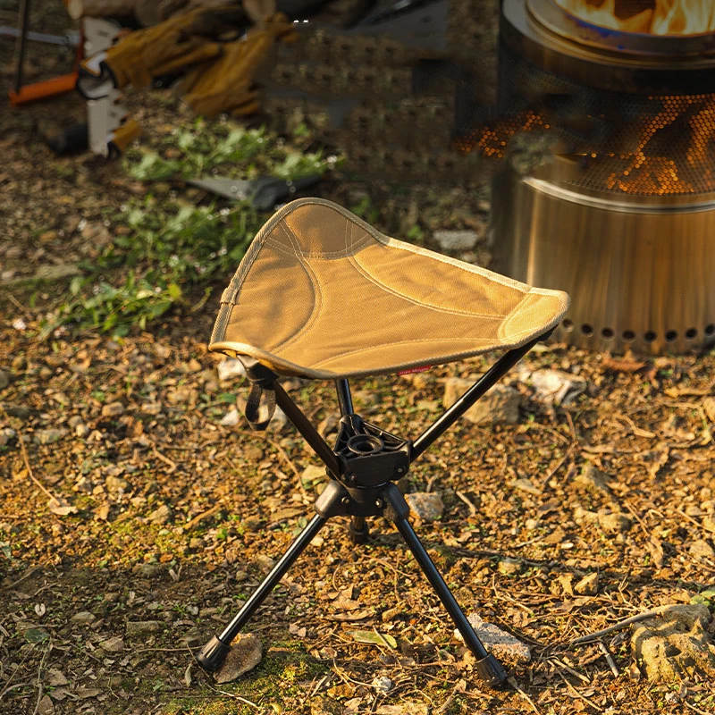 Outdoor Camping Rotating Three Legged Stool Aluminum Alloy Folding Chair Ultra Lightweight Portable Fishing Bench Hiking Camping
