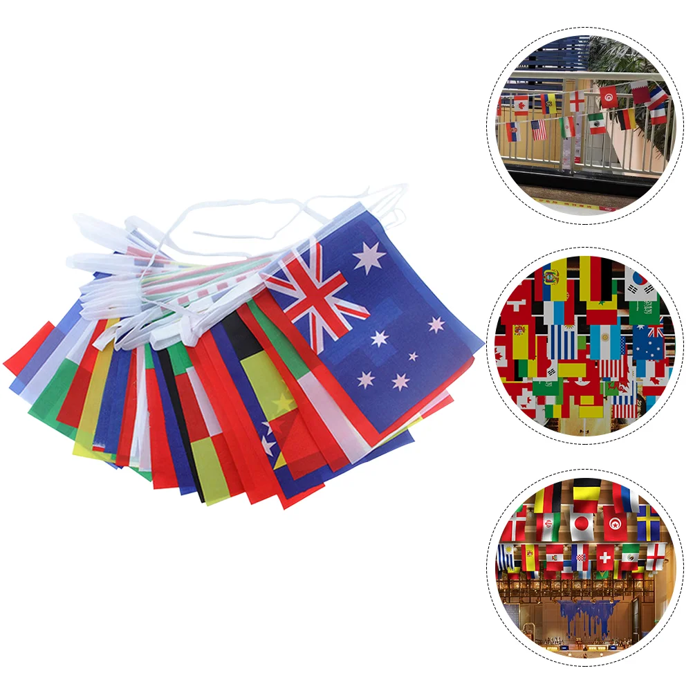 32 Country Flags String Banner 14x21cm Soccer Themed Party Decor 10m Polyester Cloth International Bunting Festive