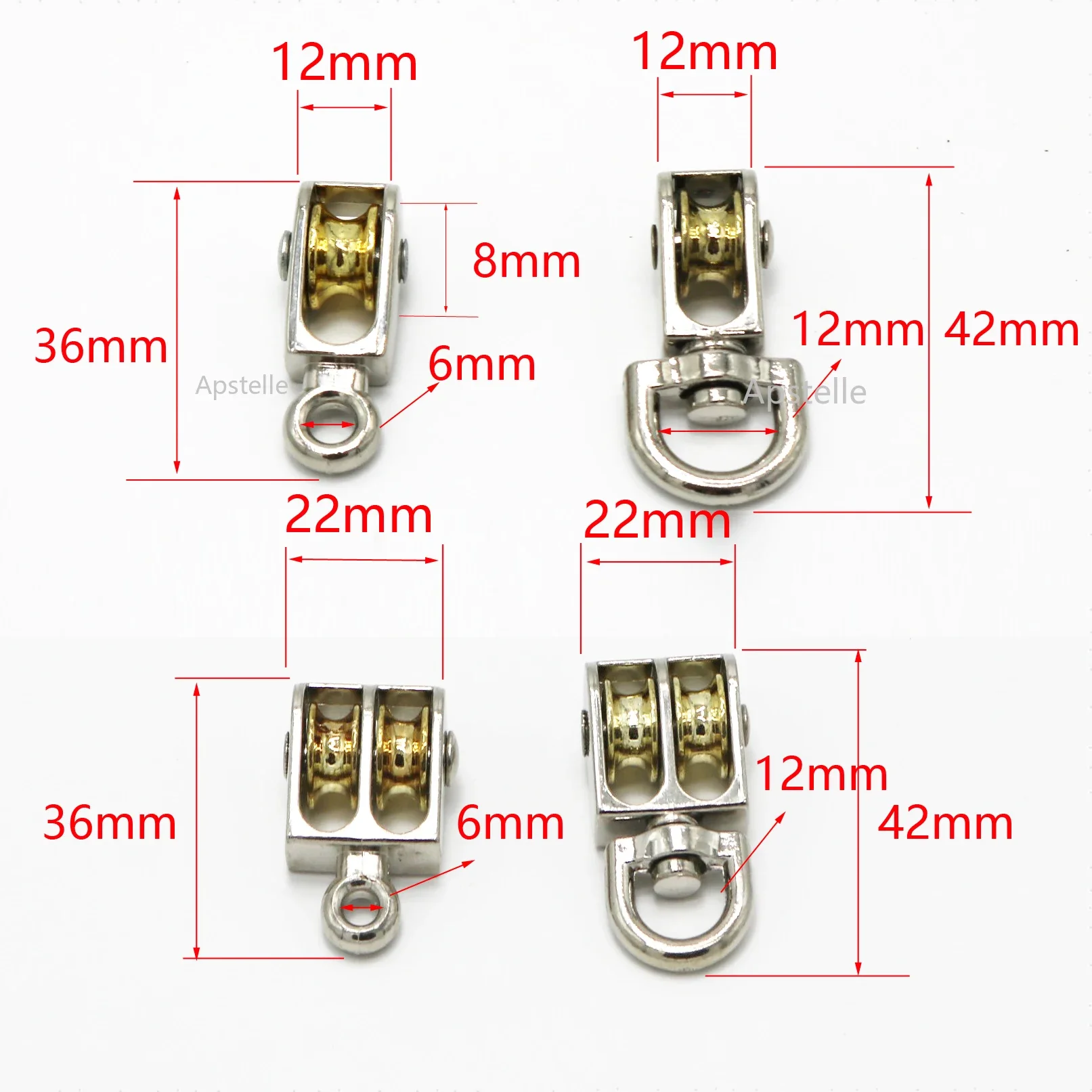 36/48/52/58/75/86mm Lifting Rope Roller Pulley Wheel Climbing Mini Pulleys Metal Sheave Zinc Alloy Katrol Wiel