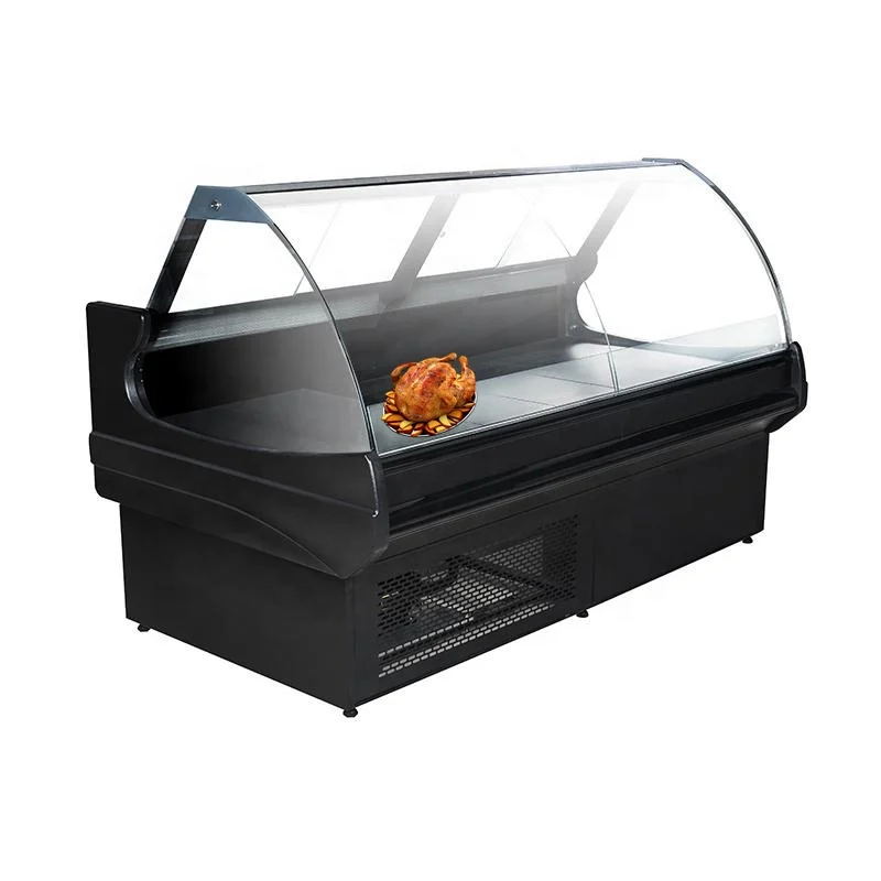 Supermarket Commercial Deli Display Refrigerator Corner Fresh Meat and Fish Showcase with LED Light Butcher Counter